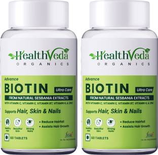 Health Veda Organics Advance Biotin for Hair & Skin with Vitamin B7,H