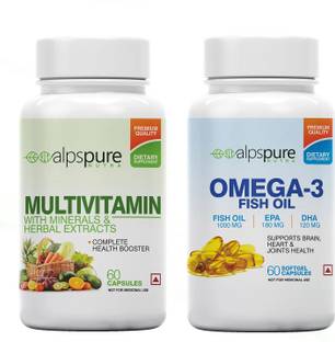 ALPSPURE Nutra (Combo) Multivitamin 60 Capsules & Omega 3 Fish Oil 60 Softgel Capsules