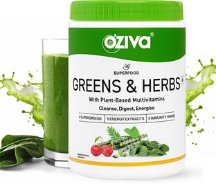 OZiva Superfood Greens & Herbs with Alkalising Greens & Herbs,for Better Digestion,Detox