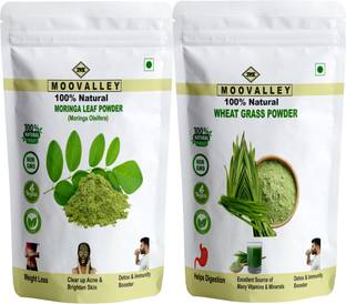 Moovalley Moringa and Wheatgrass Powder | Perfect for Smoothies, Drinks, Soup, Salad, Tea