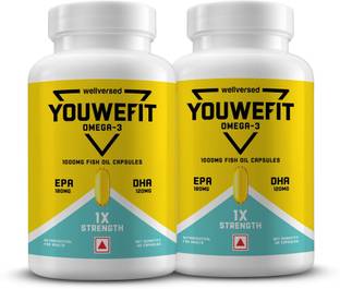 YouWeFit Omega-3 Fish Oil | 1000mg Daily Strength Fish Oil Capsules | No Fishy Burps