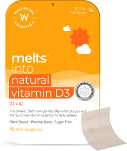 Wellbeing Nutrition Melts Natural Vitamin D3 + K2 (MK-7) for Heart,Muscle,Bone and Cellular Protection