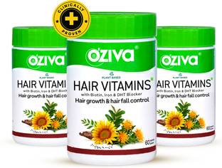 OZiva Hair Vitamins (with Biotin & Iron)for Hair Regrowth & Hairfall Control
