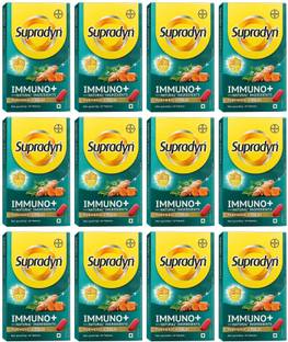 Supradyn Immuno +, Multivitamin, Natural immunity booster -Vit C & D, Zinc, 10 Tabs x 12