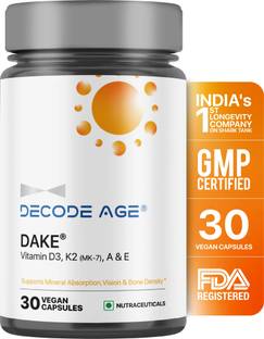 Decode Age DAKE Supplement, Vitamin D3, K2 (MK7), A & E Supports Vision, Immunity