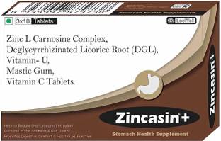 zincasin Plus Zinc L Carnosine, Deglycyrrhizinated Licorice Root, Mastic Gum, Vitamin U.