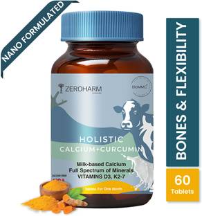 ZEROHARM Holistic Calcium & Curcumin - Improves Joint Health, Strengthens Bones & Muscles
