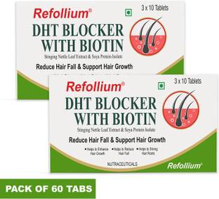 Refollium Hair Vitamins with DHT Blocker, Biotin, Iron, Omega for Control Hair Fall