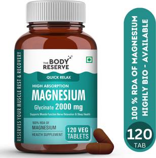 THE BODY RESERVE Magnesium Glycinate Supplement 2000mg chelated form Muscle Recovery &Good Sleep