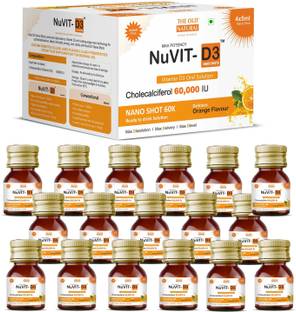 The Old Natural Nuvit D3 Vitamin D3 60000 iu I 60K iu Sugar Free Nano Shots I 20 shots of 5ml,