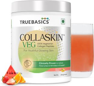 TRUEBASICS CollaSkin 100% Veg Collagen Peptides for Youthful Glowing Skin, Mixed Fruit