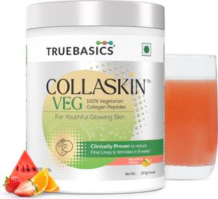 TRUEBASICS CollaSkin 100% Veg Collagen Peptides for Youthful Glowing Skin, Mixed Fruit