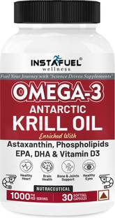 INSTAFUEL Superba Krill Oil with Phospholipids, Omega3, Astaxanthin & Vitamin D3 for Brain