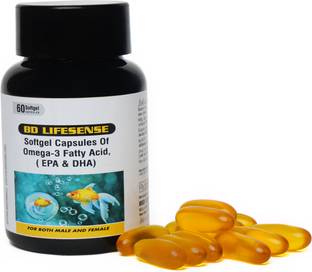 B D LIFESENSE Omega 3 Fish Oil 1000 mg 60 Softgel Capsules 180 mg EPA And 120 mg DHA