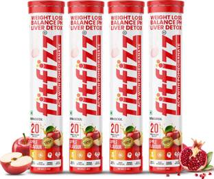 FITFIZZ Apple Cider Vinegar 80 Effervescent Tablets Apple Flavour with Vitamin B12
