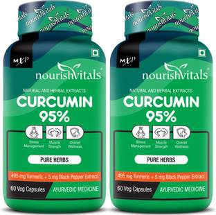 nourishvitals Curcumin 95% Curcuminoids, 500 mg Turmeric with Piperine Extract Supplement