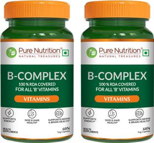 Pure Nutrition Vitamin B-Complex - 100% RDA for B Vitamins(B1, B2, B3, B5, B6, B7, B9 & B12)