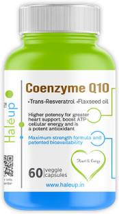 HALEUP Coenzyme Q-10 Enriched with Resveratrol & Omega-3 EPA/DHA | Healthy Heart||Brain