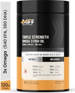 MyFitFuel Triple Strength Omega 3 Fish Oil, 1200mg (540 EPA 360 DHA), 120 softgels