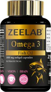 zeelab Omega 3 Fish Oil Softgel Capsule (1000mg) with Essential Fatty Acids DHA & EPA