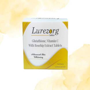 LUREZORG Glutathione,Vitamin C, with Rosehip Extract Tablets for Skin Lightening & Glow
