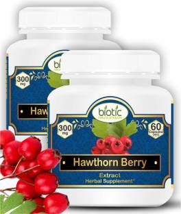 biotic Hawthorn Berry Capsules - Hawthorn Berries Extract 300mg - 120 Veg Capsules