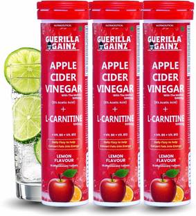 guerilla gainz Apple Cider Vinegar + L carnitine helps Convert fat into Energy 45 Tablets Lemon