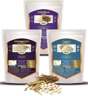 biotic Safed Musli, Ashwagandha & Kaunch Seed Powder - Combo 100 g Each