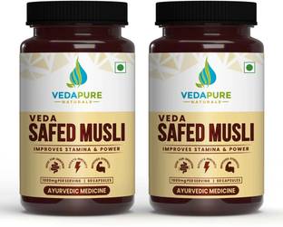 vedapure naturals Naturals Pure Safed Musli capsules for Strength, Stamina & Endurance-1300mg
