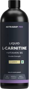 Nutrabay Pro Liquid L-Carnitine 3000mg (Double Strength) with Vitamin B5, Fat loss, Lemon