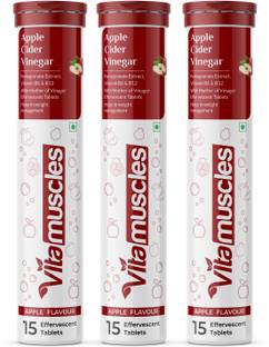 VITAMUSCLES Apple Cider Vinegar For Weight Loss With Mother ACV, Vitamin B6 B12 Effervescent