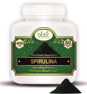 biotic Spirulina Capsules 400mg - 60 Veg Capsules Natural High Protein Supplement