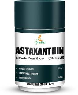 grinbizz Astaxanthin Capsule With 12mg/Supports Brain, Eye, Skin Health & Improves Muscle