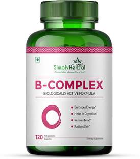 Simply Herbal B Complex Capsules with RDA for B12 Supplement for Hair Growth Metabolism