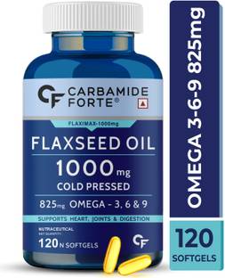 CARBAMIDE FORTE Flaxseed Oil Capsules 1000mg Cold Pressed with Omega 3 Capsules