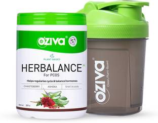 OZiva Plant based HerBalance for PCOS for Hormonal Balance + Shaker