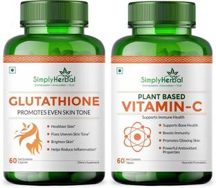 Simply Herbal Glutathione Capsules with Vitamin C Tablets for Skin Lightening & Whitening