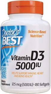 Doctor's Best Vitamin D3 5000IU, Non-GMO Gluten & Soy Free, Regulates Immune Function, Support