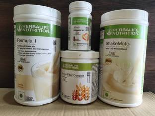 HERBALIFE WEIGHT LOSS COMBO F1 VANILLA SHAKE FIBER COMPLEX 200GM AFRESH ELAICHI SHAKEMATE