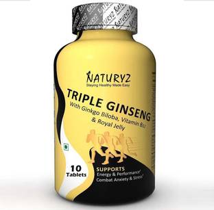 NATURYZ Triple Ginseng with Ginkgo Biloba & Royal Jelly for Energy, Performance-60 Capsule