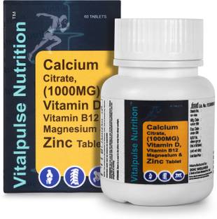 Vitalpulse Nutrition Calcium Citrate 1000mg with Vitamin D, B12, Magnesium & Zinc