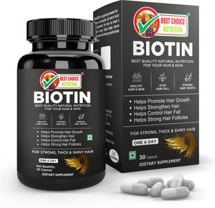 BEST CHOICE NUTRITION Biotin Maximum Strength for Hair Skin & Nails 10000 mcg Biotin