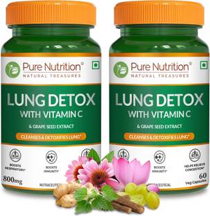 Pure Nutrition Lung Detox with Nettle & Vasaka Leaf for Cleansing Lungs & Immune Defence