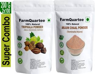 FarmQuartee Arjun Chal Powder (100g) + Triphala Powder (100g) | Combo Pack