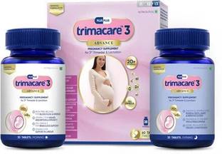 Plus Plus Lifesciences LLP Trimacare 3 Prenatal Vitamins For Pregnancy Bowel Regulator Iron,Vegan DHA, PC-1