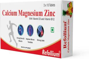 Refollium Calcium 1000mg with Vitamin D3, Magnesium, Zinc & Vitamin B12 for Strong Bone