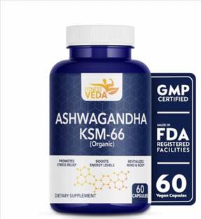 FITNESSVEDA Ashwagandha KSM 66 Organic Capsules For Anxiety and Stress Relief