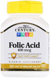 21st Century Folic Acid, 400 mcg, 250 Easy to Swallow Tablets