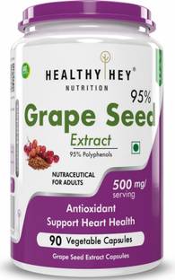 HealthyHey Nutrition Grape Seed Extract | Maximum Strength | 500 mg | 90 Veggie Caps