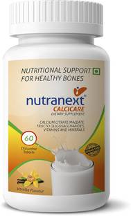 NutraNext Calcium Citrate Chewable Tablet for Healthy Bones- Vanilla Flavour (Veg)